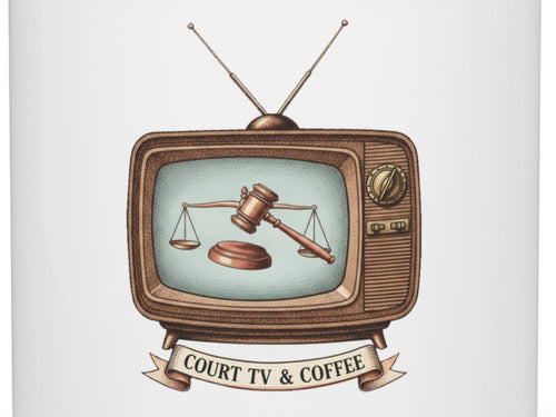 Court TV & Coffee Enamel Camping Mug, 12oz