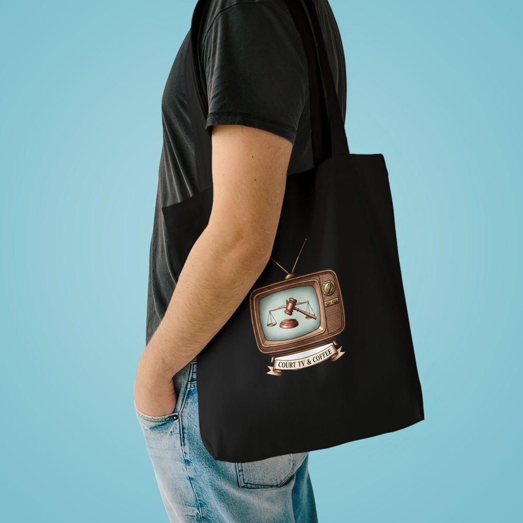 Court TV & Coffee Cotton Tote Bag, 15x16 in