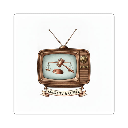 Court TV & Coffee Die-Cut Sticker, Vinyl